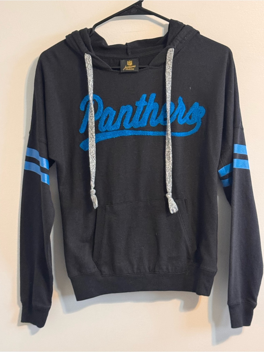 Carolina Panthers NFL Black Blue Football Hoodie Sweatshirt Women’s Juniors